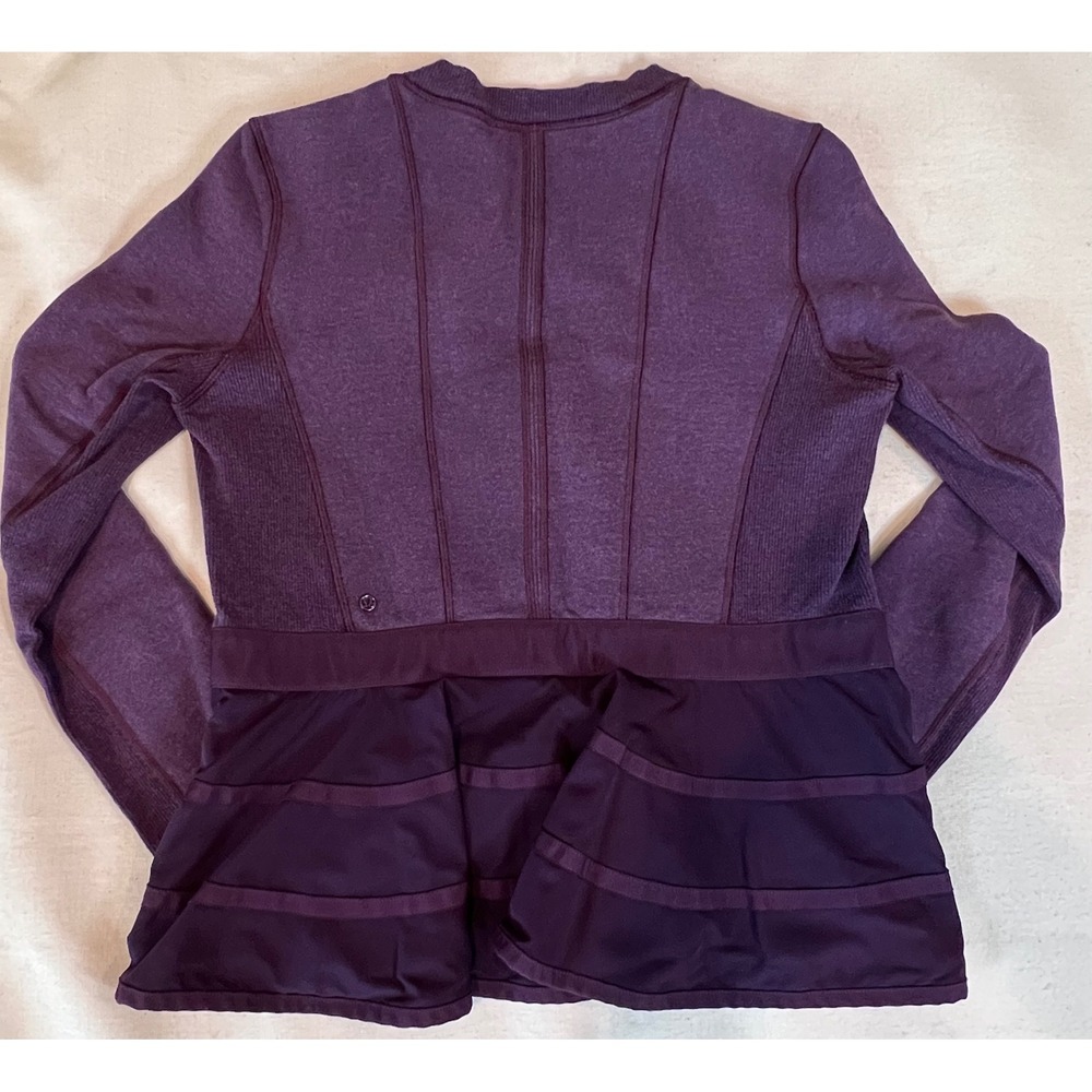 Lululemon Ruffled Up Pullover Size 6 Deep Zinfandel Plum Peplum Side Zip Fleece